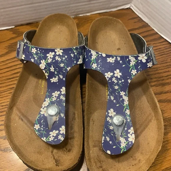 Papillio Navy Floral Sandals Size 6L 4M Great comfort shoes - Picture 2 of 10